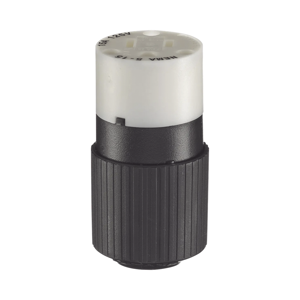 [HUB-BRY-5269-NC] Conector de 15 A 125 V CA/ 2 Polos 3 Hilos/ Grado Industrial/ Color  Blanco y Negro/ NEMA 5-15R.