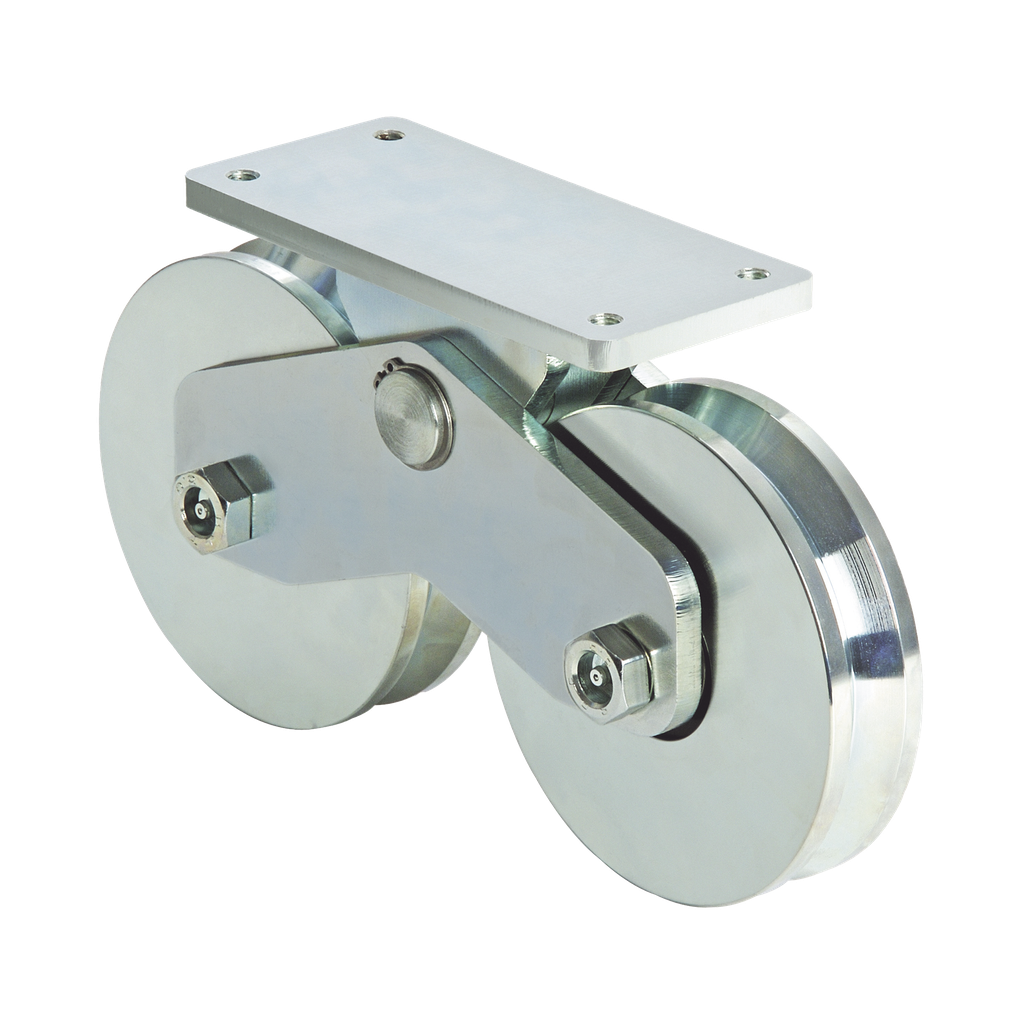 [1151-5621-001] 339V - Rueda Doble de 12 cm / Capacidad Para Puertas de  hasta 1200 kg / Canal Tipo V