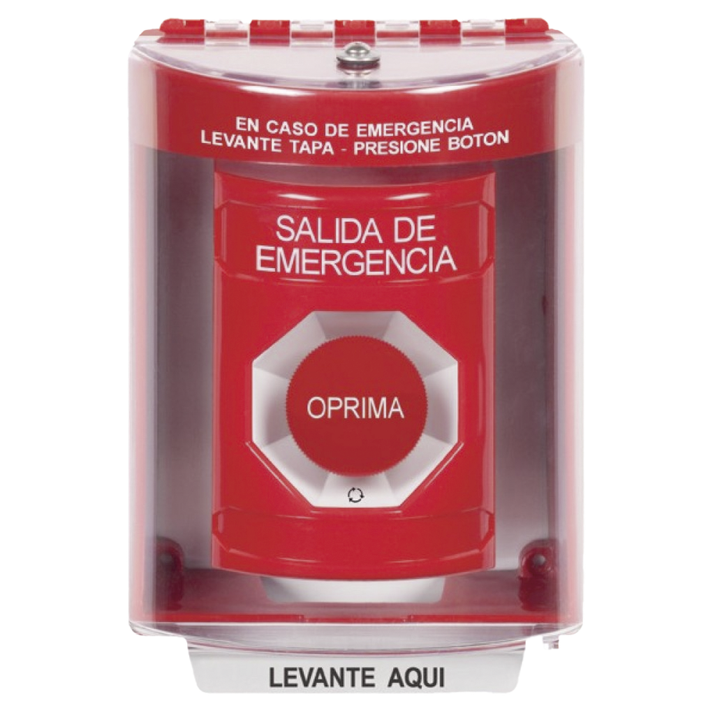 [SS2081EX-ES] Botón Multipropósito, Salida De Emergencia, Girar Para Reset, Bocina Integrada, Español, Cubierta De Policarbonato, 2 Relevadores NO/NC, Interior/Exterior