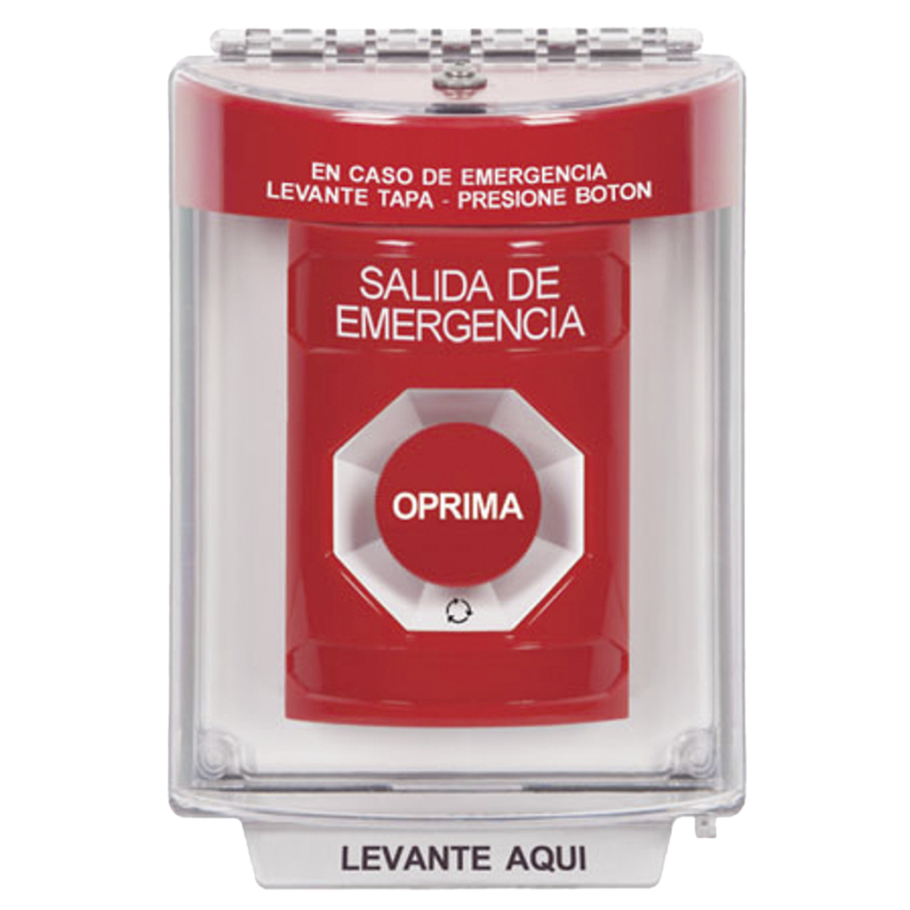 [SS2041EX-ES] Botón Multipropósito, Salida De Emergencia, Girar Para Reset, Bocina Integrada, Español, Cubierta De Policarbonato, 2 Relevadores NO/NC, Interior/exterior