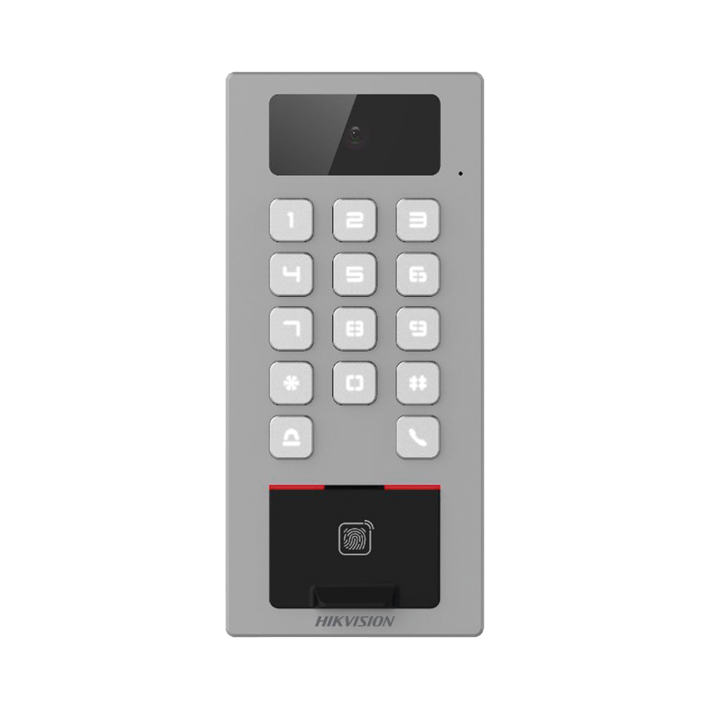 [DS-K1T502DBFWX-C] Terminal de Control de Acceso/ Videoportero Multiapartamento Llamada a App / Teclado / Exterior Antivandálico IP65 & IK09 / Huella, Tarjeta, Código QR, PIN o App Hik-Connect  / Cámara 2 MP compatible con NVRs