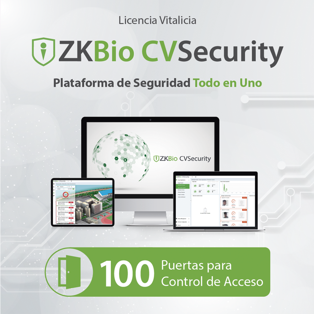 [ZKCVACP100] Licencia para ZKBio CVsecurity permite gestionar hasta 100 puertas para control de acceso