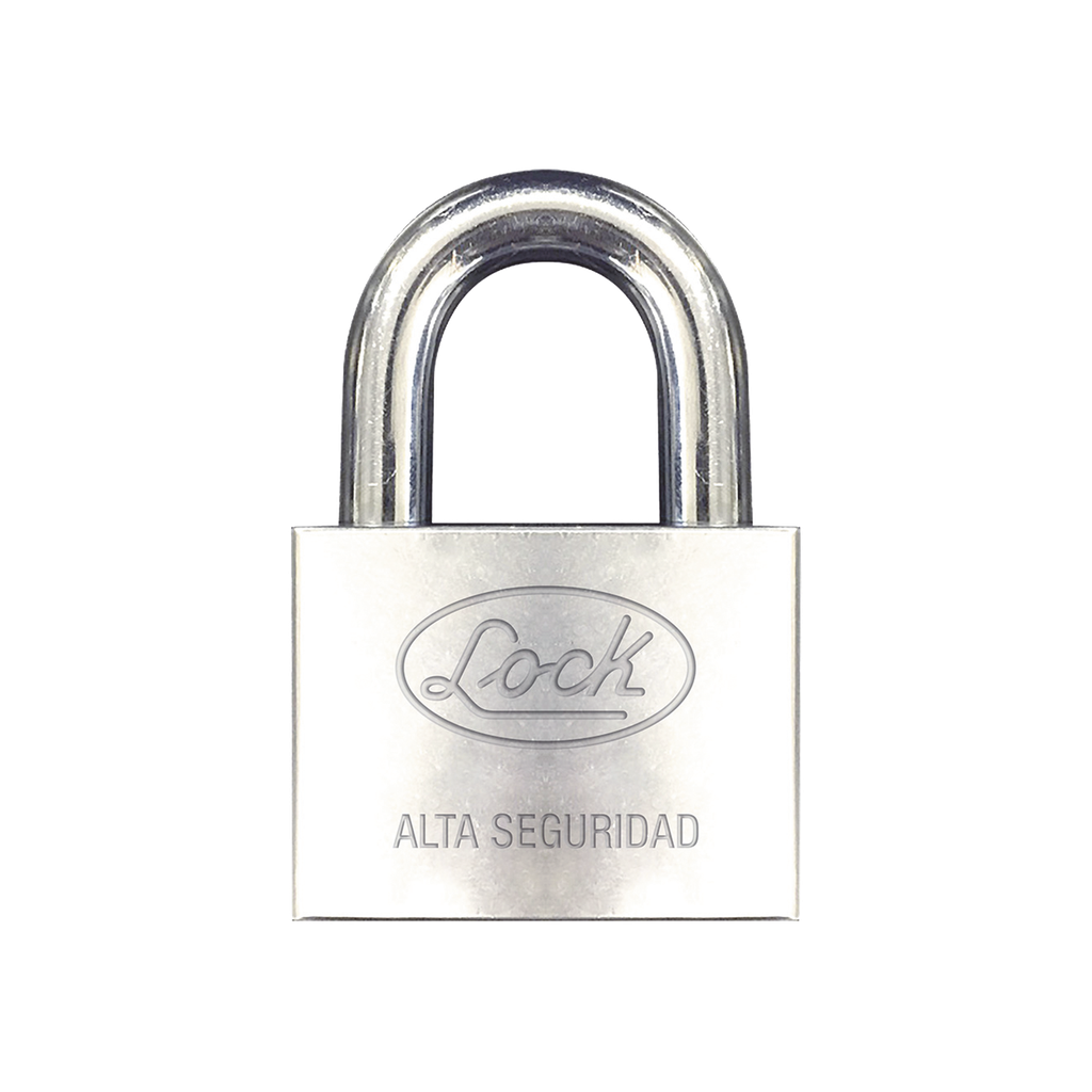 Candado de hierro alta seguridad con llave de disco/ Acabado Cromado/ Llaves Abloy/ Medida de Horquilla 34 mm.