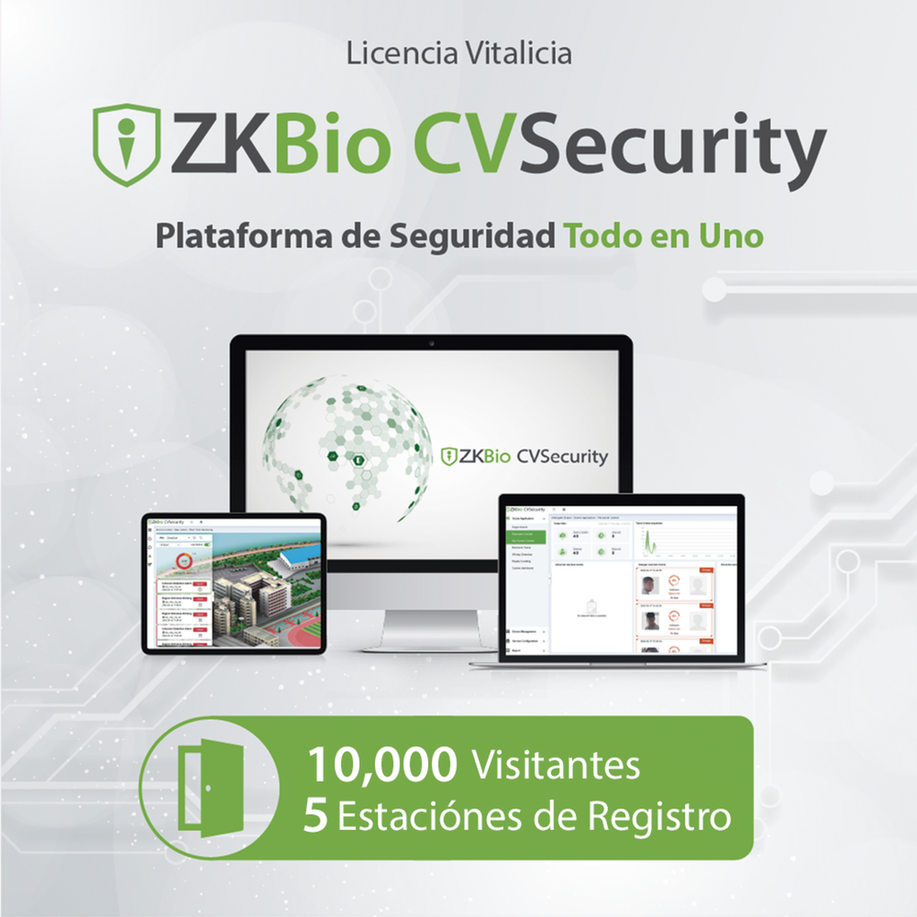 [ZKCVVISP51W] Licencia para ZKBio CVsecurity permite la gestion de 10 mil visitantes y 5 estaciones de registro