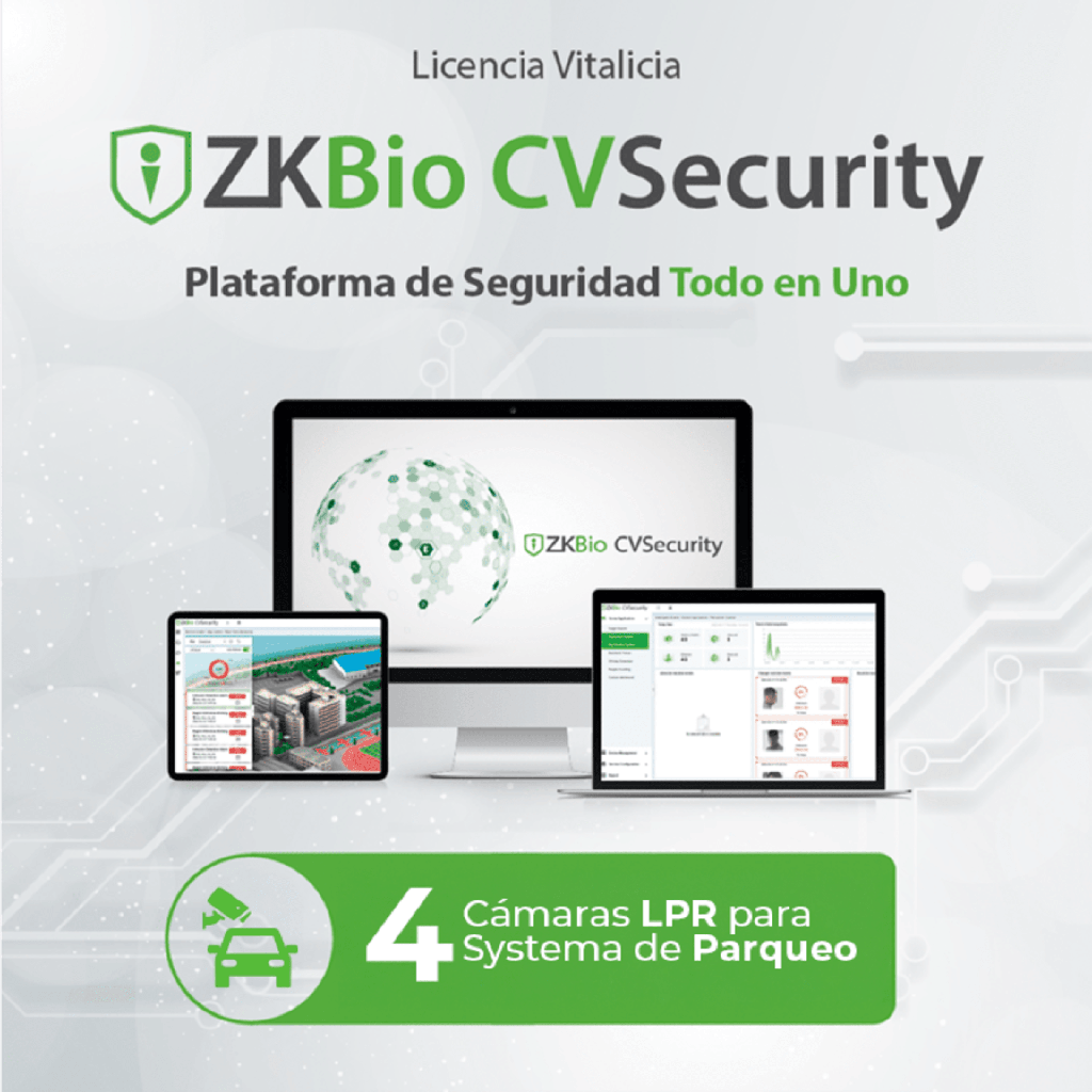 Licencia para ZKBio CVsecurity para modulo de estacionamiento de 4 carriles con camara de reconocimiento de placas
