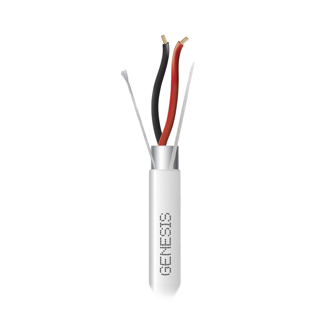 [2202-1101] Bobina de 305 M de Cable 2 x 22 AWG BLINDADO / RISER / Color Blanco / Para Aplicaciones de Audio, Seguridad y Control