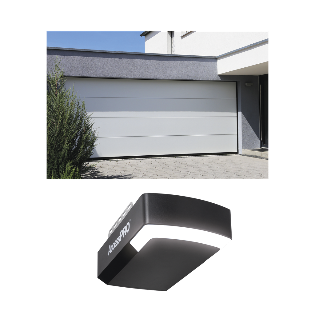 [KIT-GAR167] KIT COMPLETO Puerta D/ Garage 16x7 Pies / Lisa Linea Central / Color blanco / Insulada / Incluye Motor FS1000APP / 1/2HP / Fuerte/Silencioso/Luz LED/Motor DC .