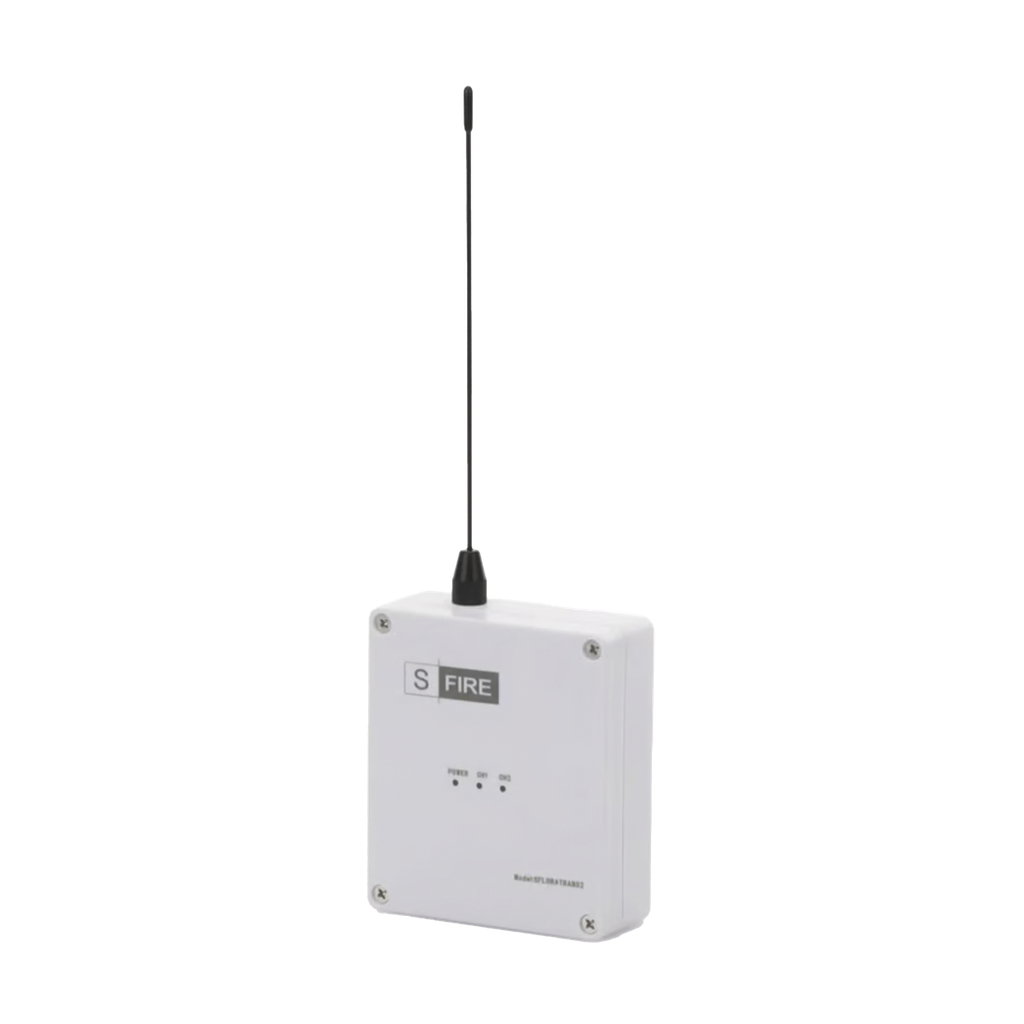 [SF-LORA-TRANS-DC] Transmisor inalámbrico / Alimentado a 12Vcc / Entrada de 2 contactos secos NA / Distancia máxima de transmisión 2500 metros (Linea de vista)