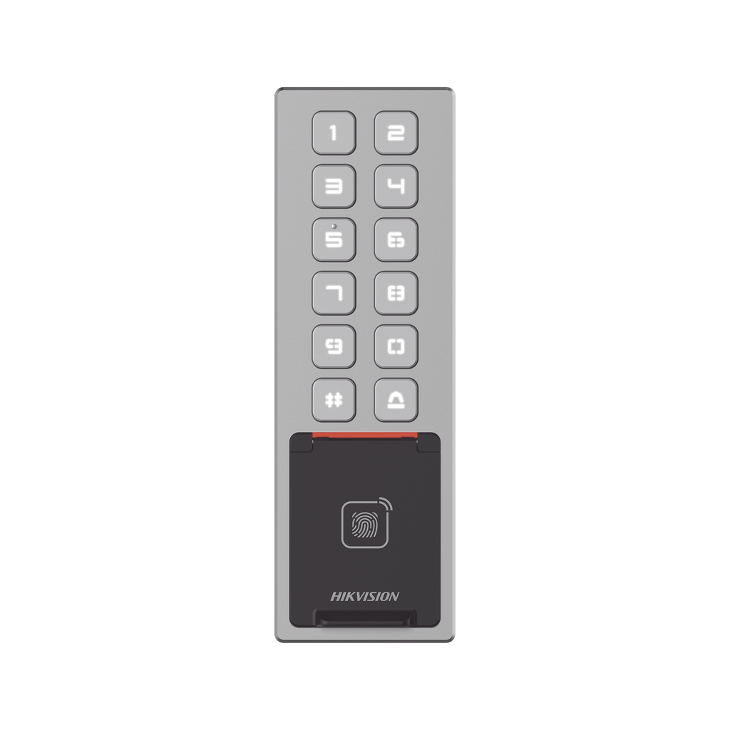 [DS-K1T805MBFWX] Teclado Exterior WiFi Antivandálico IP65 & IK08 / Administrable en la Nube / Alta y Baja de Passwords Remotamente con Horarios / Acceso por PIN, Tarjeta MIFARE, Huella y Tarjeta Virtual Bluetooth