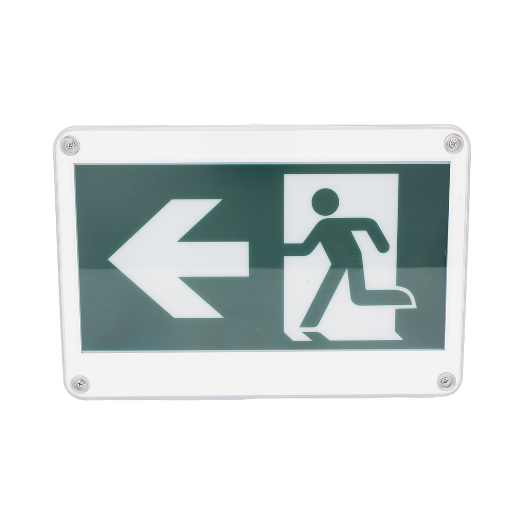 [SF-WSC] Letrero EXTERIOR de Señalización salida Hombre Corriendo/ Alto brillo / Uso en pared, lateral o techo / Batería de Respaldo Incluida con hasta 120 minutos de duración