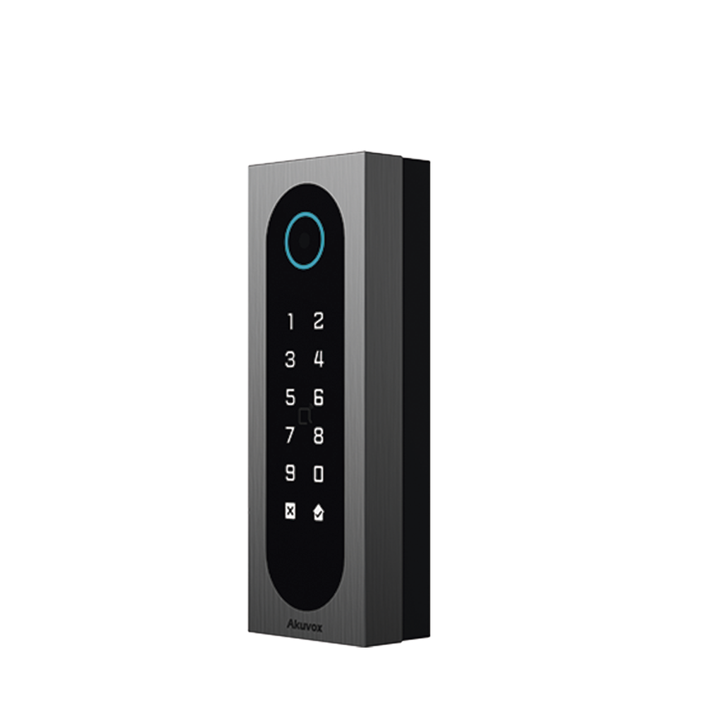 [A08S] Control de AccesoSlim Akuvox A08S / Aluminio y Vidrio Templado / IP65 & IK09 / Capacidad para 20,000 Tarjetas / Métodos de Acceso Multi (QR, Bluetooth, PIN, RFID) / Soporta Wiegand / 1 Salida de Relay