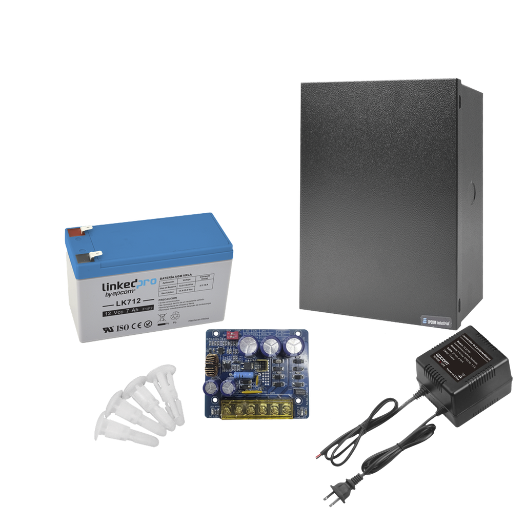 [KIT16B3LK7] Kit con fuente PLB3 con salida de 12 Vcc a 4 Amper, incluye transformador y batería de 12 V a 7 Amper