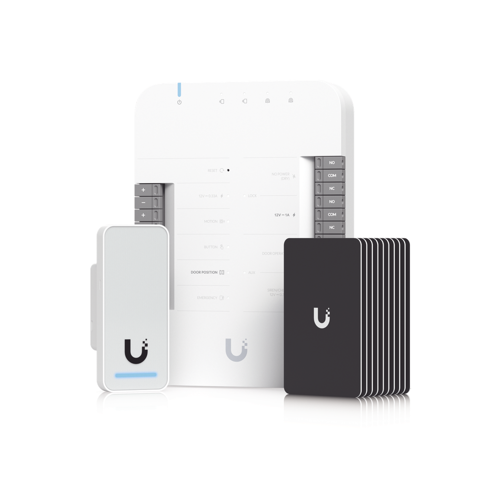 [UA-G2-SK] UniFi Access Kit de Inicio Gen 2, Incluye Hub para conexiones, lector NFC y movimiento / 10 tarjetas de acceso / sistema completo para abrir una puerta