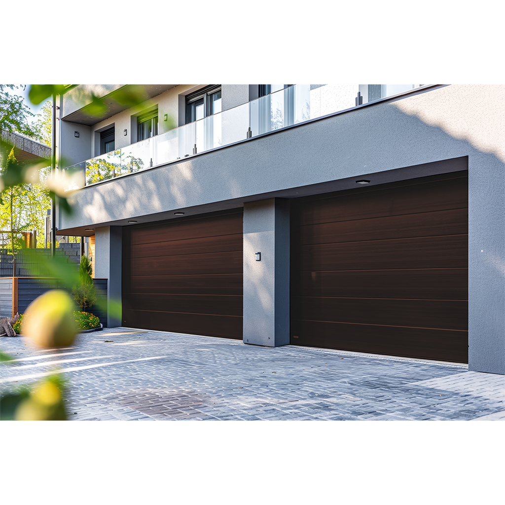 [GARAGE-169B] Puerta de Garage D / Alta calidad / 16x9 pies / 1 3/4 Aislante Termico / Estilo Americana / Imitacion Madera / BLACK WALNUT .