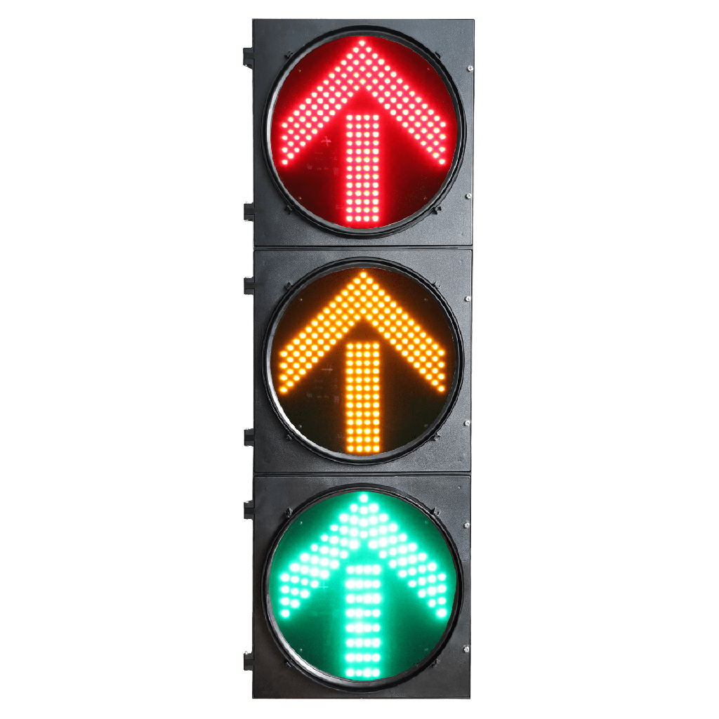 Semáforo de Tráfico Vertical / LED de Cuatro Elementos / Luces Rojas, Amarillas y Verdes / Carcasa PC y ABS / Acabado Mate / Protección IP53 / Transformador AC 24 V / Peso 20 kg