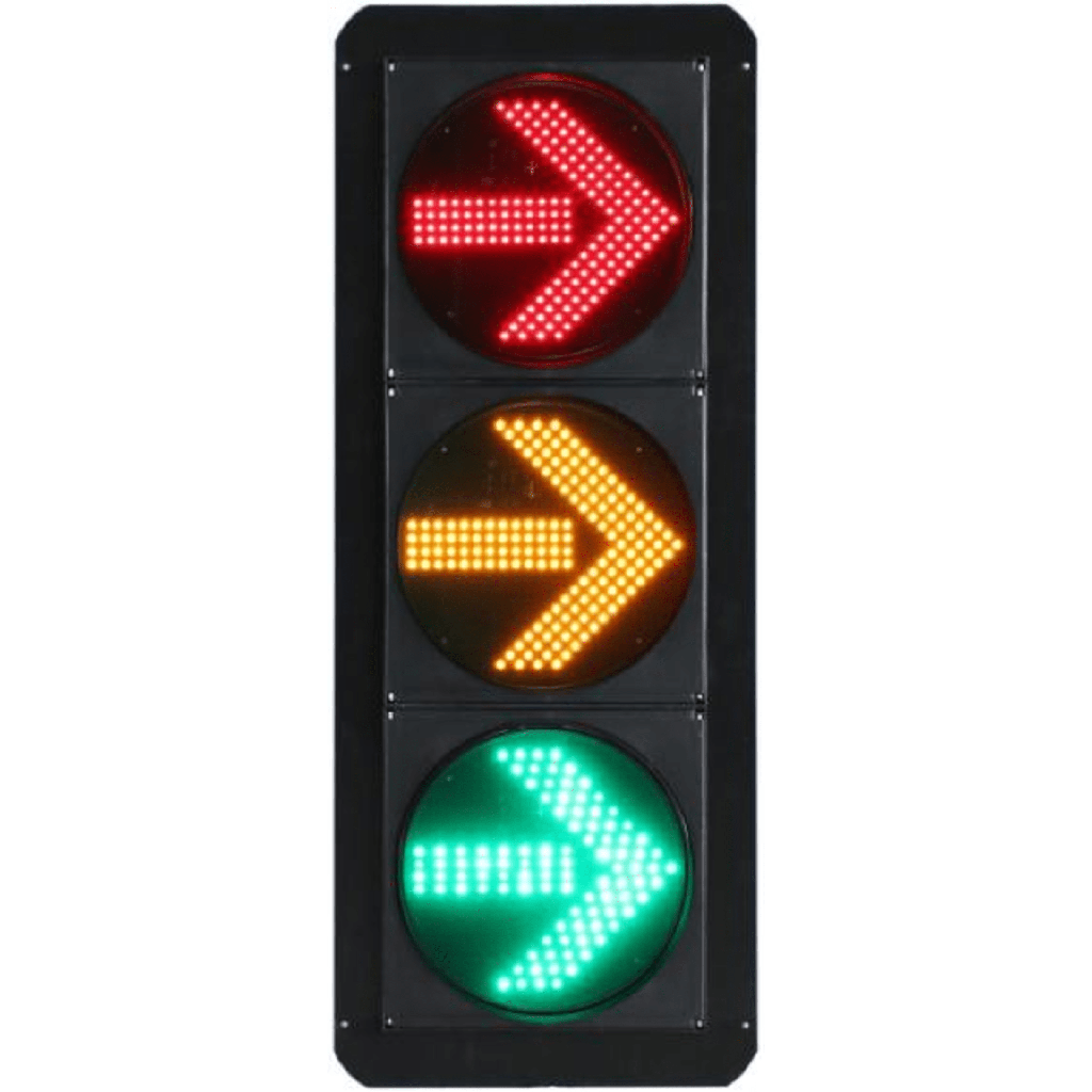 [FX300-3-3023SS-1] Señal de Tráfico Vertical de Giro a la Derecha / LEDs RYG / Carcasa PC y ABS / IP53 / Transformador AC 24 V / ? 300 mm / Vida útil de LEDs ? 100,000 Hrs