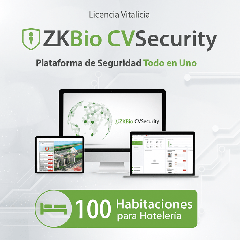[ZKCVHOTEL100] Licencia para ZKBioCVsecurity para modulo de hoteleria para 100 habitaciones