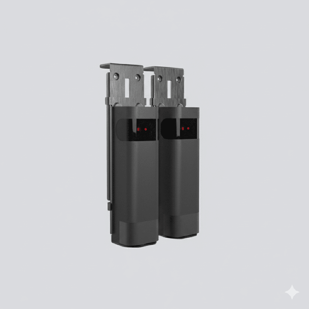 Haz Infrarrojo Inalámbrico ACCESS-PHW / Transmisor y Receptor Photo Beam / Triple Frecuencia 409-458 MHz / Alcance 20 Metros / Batería Litio 2300mAh / IP54 / Ajuste Angular -90° a +90° / Compatible Puertas Seccionales, Enrollables, C