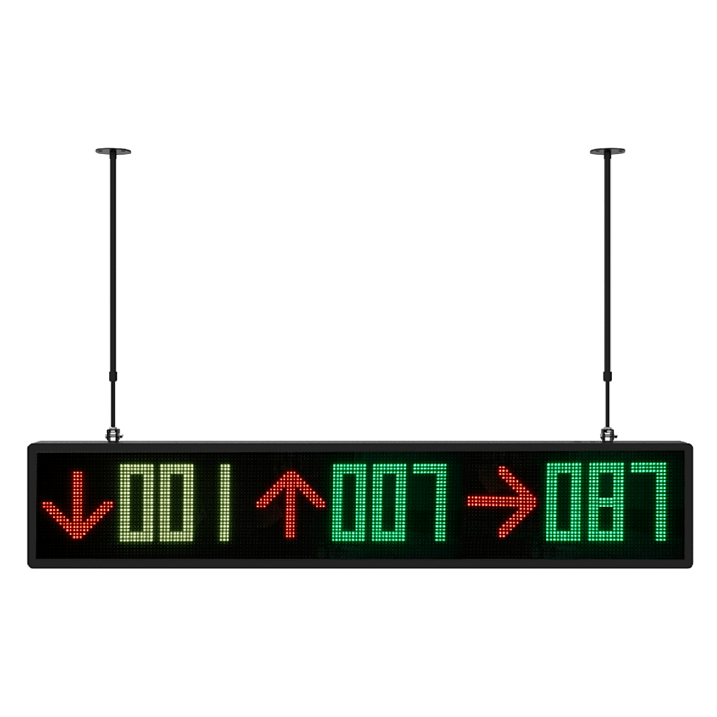 [DS-TVL131-9-7P] Pantalla LED de Guiado para Estacionamiento Interior/ 9 Dígitos y 3 Iconos / Multicolor 7 Colores / 1700 cd/m² de Brillo / Comunicación RS485-RJ45 / Instalación con Bracket Ajustable 560-1020 mm