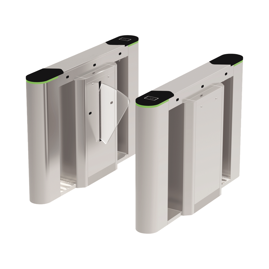 [FBL6000] Puerta de cortesía tipo FLAP bidireccional / 30 personas por minuto / Acabado de Lujo / Apertura en 1 segundo / Acero inoxidable / Indicadores LED / Alarma por acceso denegado