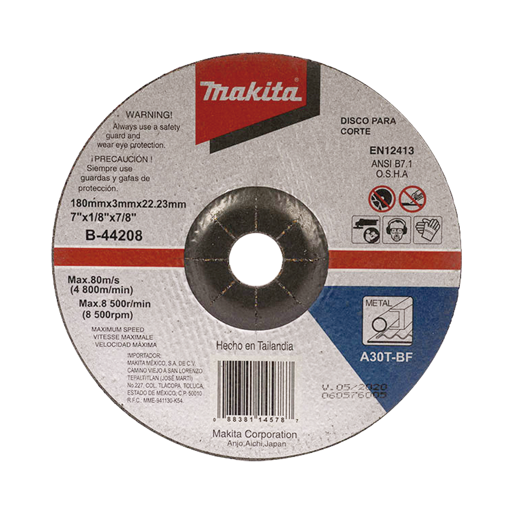 [B-44208] Disco de corte para metal de 7