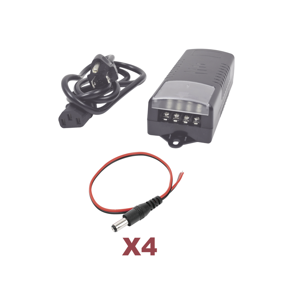 [K1-PS12DC4C] Kit con fuente EPCOM con salida de 12 Vcc a 5 Amper con 4 salidas / Incluye conectores