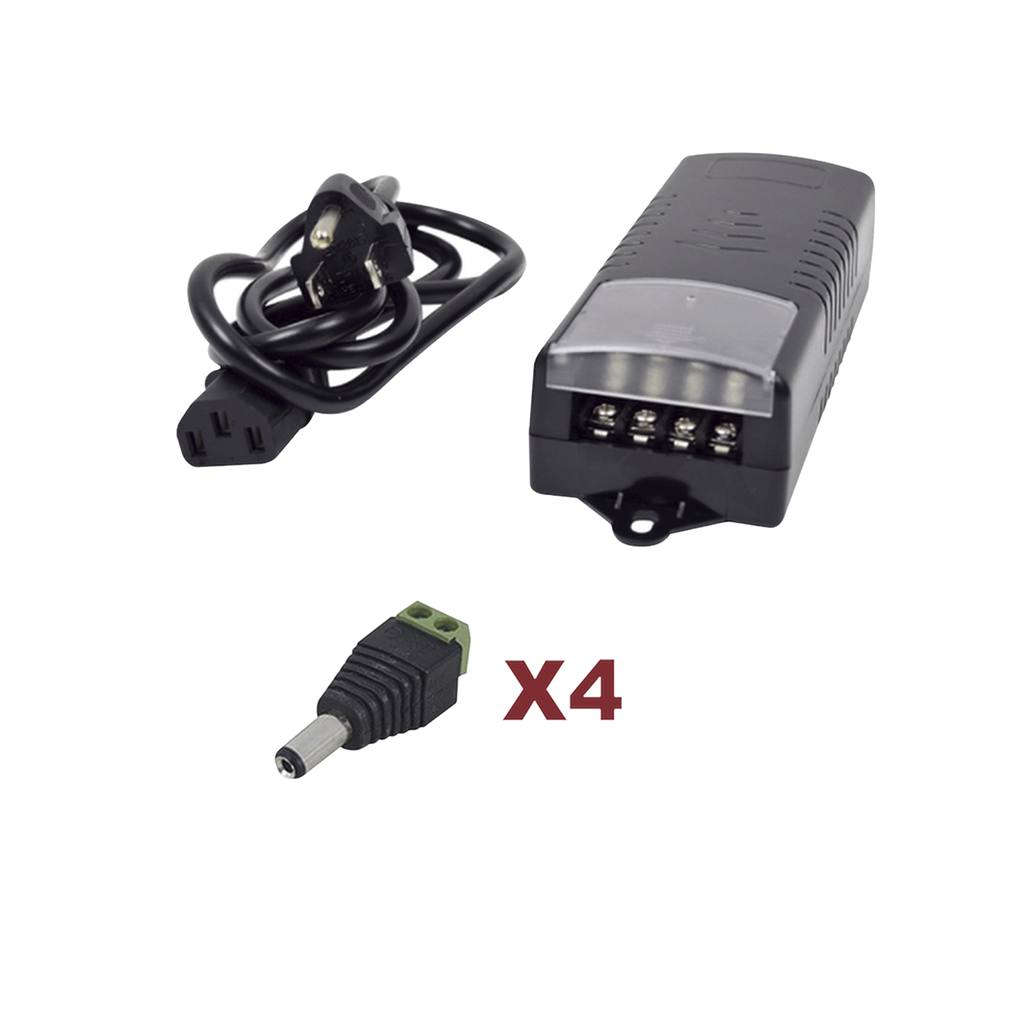 [K2-PS12DC4C] Kit con fuente EPCOM con salida de 12 Vcc a 5 Amper con 4 salidas / Incluye conectores JR52