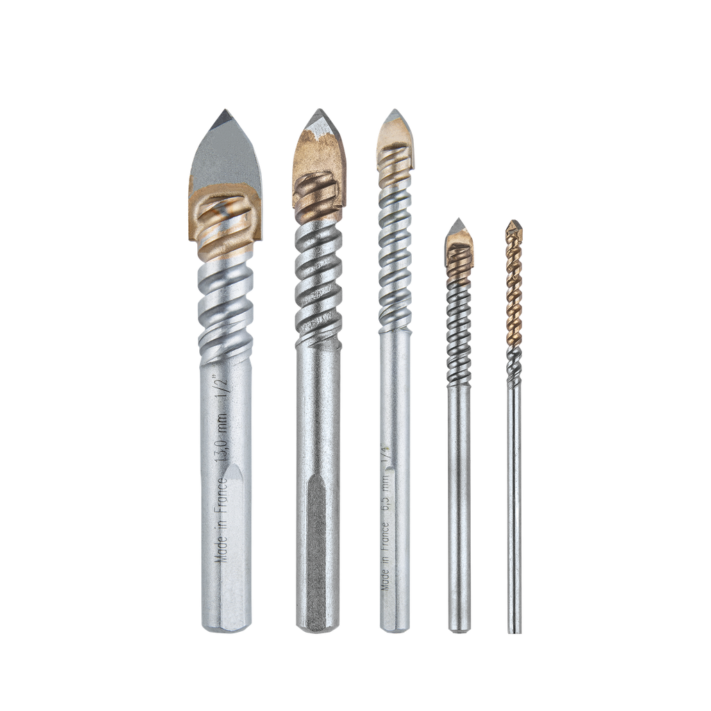 Juego de 5 brocas para vidrio de 1/8-3/16-1/4-3/8-1/2