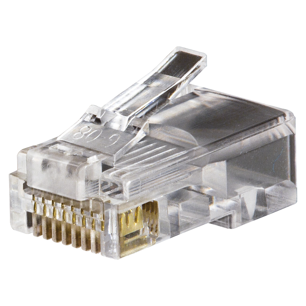 Conectores modulares de datos RJ45/CAT5e, paquete de 100 unidades.