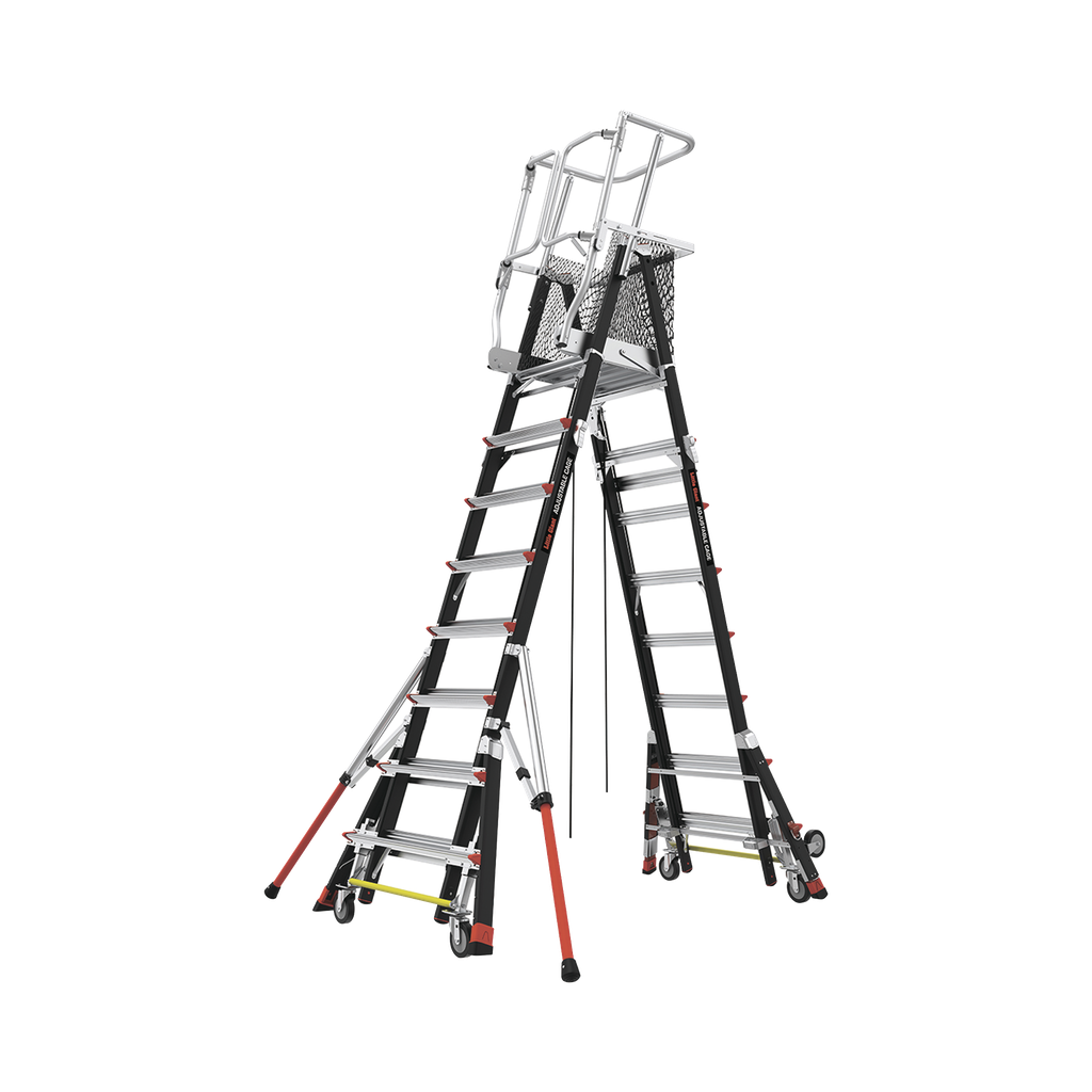 [CAGE8FTR] Escalera de Fibra de Vidrio  con Jaula de 8-14 (2.44 - 4.27 m). Con Ajuste en Ruedas (RATCHET? Leveler) (SKU:18515-817).
