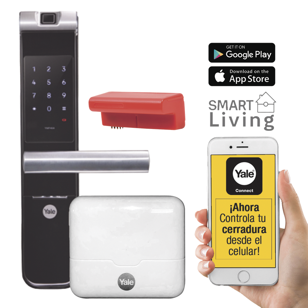 [MX89367] Kit Cerradura con manija YMF40A y HUB, Apertura por,  Código, Biometría y apertura por SMARTPHONE, Para puertas de 35 a 90 mm de espesor