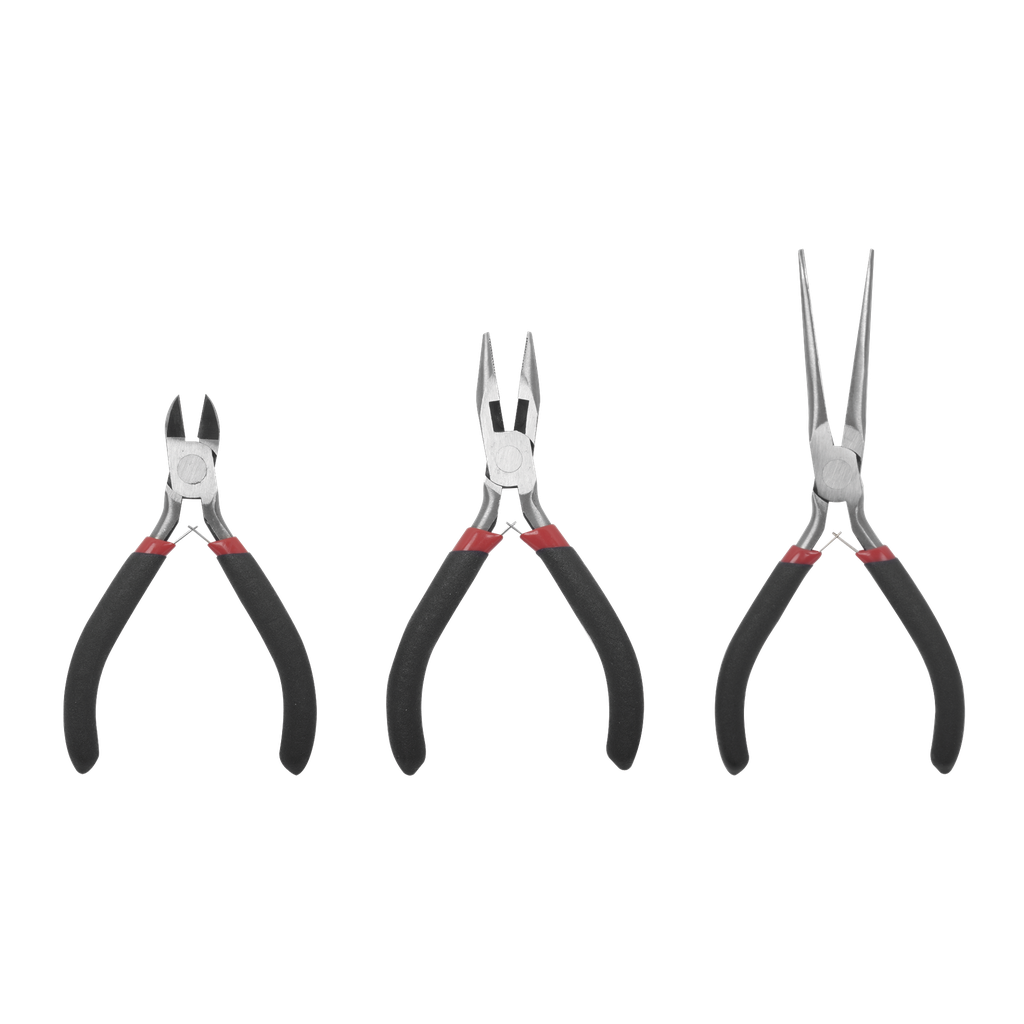 [EP345] Juego de 3 Mini Pinzas de Corte de 5. Incluye: Pinza de Punta Redonda, Diagonal y Punta de Aguja.