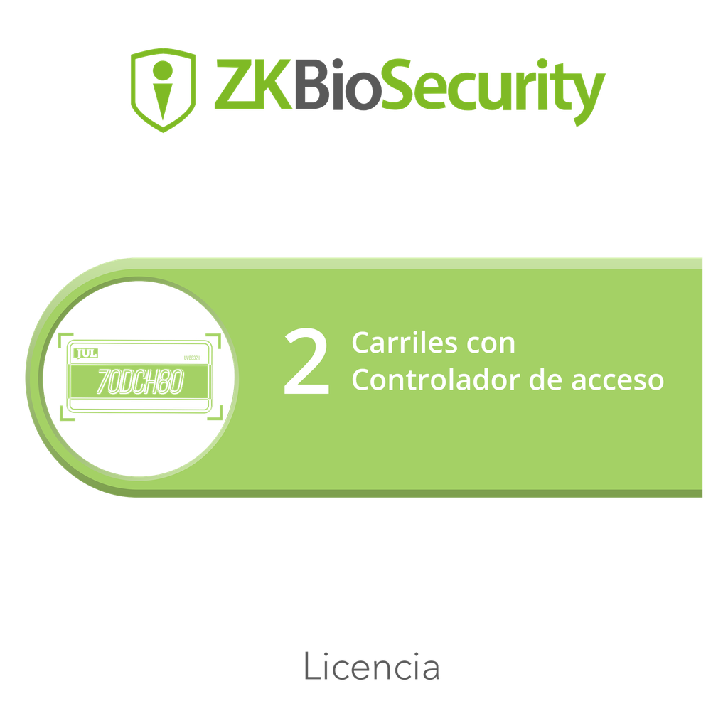 Licencia para ZKBiosecurity para modulo de estacionamiento de 2 carriles utilizando controlador de acceso