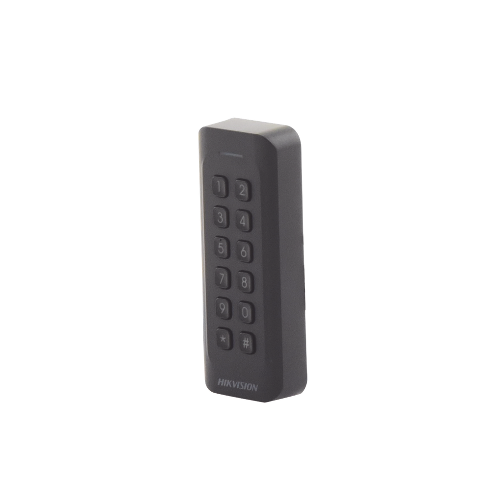 [DS-K1802EK] Lector de Tarjetas PROX EM y Contraseñas / Exterior IP65 / Wiegand / Compatible con Cualquier Panel / PERFIL DELGADO y ESTETICO / Indicador LED