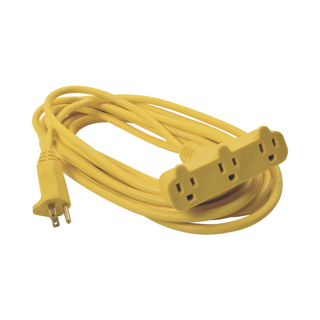 [SYS-136050] Extensión Eléctrica Tipo Abanico Uso Rudo 8 metros/ 127 V CA - 10 A Máximo / Color Amarilla.