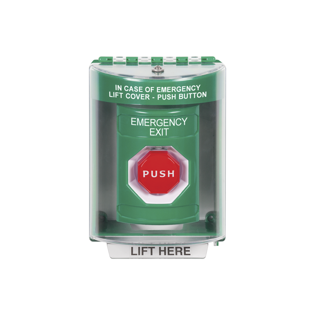 Botón de Salida de Emergencia / Cubierta de Policarbonato Súper Resistente de Superficie con Espaciador  / Temporizador Ajustable Neumático