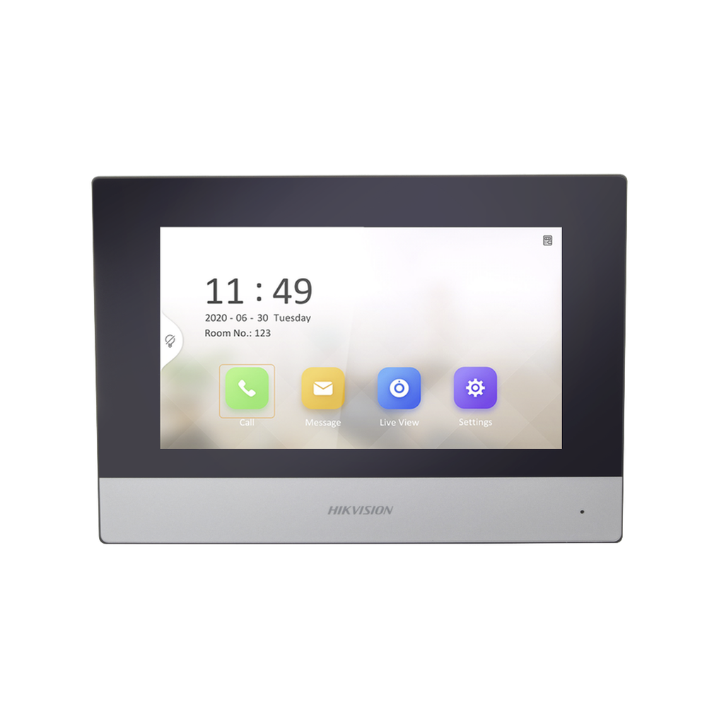 [DS-KH6320-WTE1] Monitor IP WiFi Touch Screen 7 para Videoportero IP  / Vídeo en Vivo / PoE Estándar / Apertura Remota / Llamada Entre Monitores / Audio de dos vías / Policarbonato