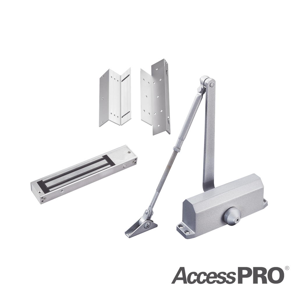 [ACCESSKIT600N] Kit para Control de Accesoincluye Chapa magnética de 600Lbs / Montajes L y Z / Cierra puerta para 45-65Kg.