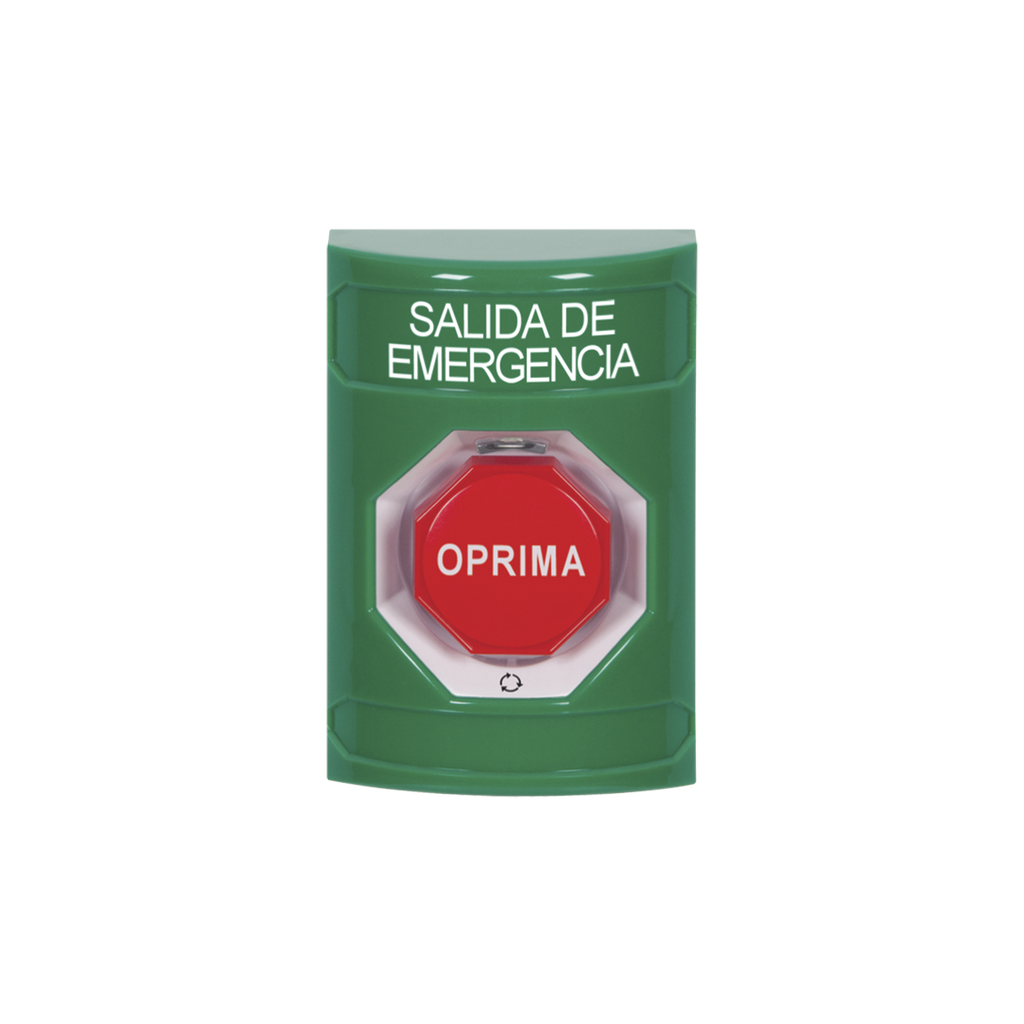 Botón de Salida de Emergencia , Texto en Español,  Acción Mantenida, Girar para Restablecer, LED de iluminación