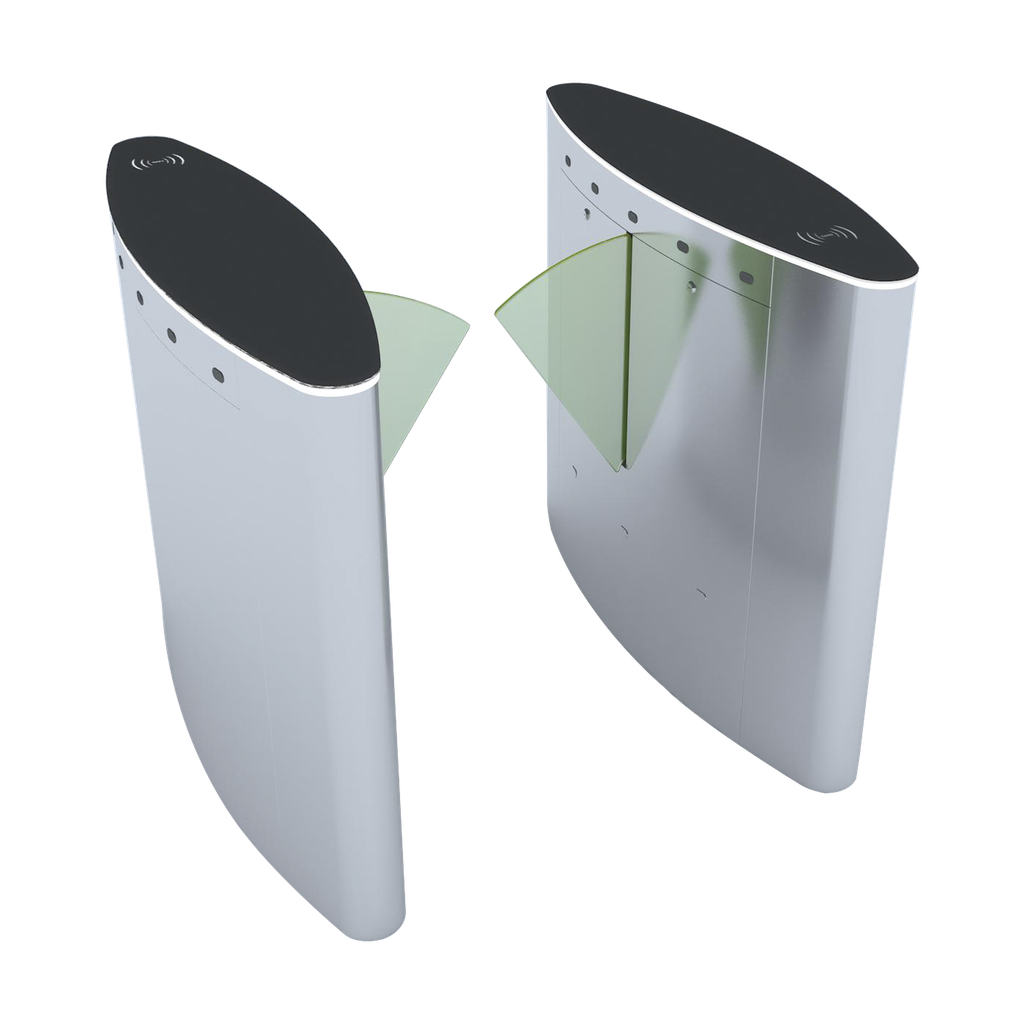 [FBL-5000] Puerta de cortesía tipo FLAP bidireccional / 25 a 40 personas por minuto / Acabado de Lujo / Apertura en 1 segundo / Acero inoxidable / Indicadores LED / Alarma por acceso denegado