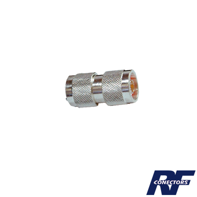 [RFN-1014-1] Adaptador Barril en Línea de Conector N Macho a N Macho, Plata/ Oro/ Teflón.