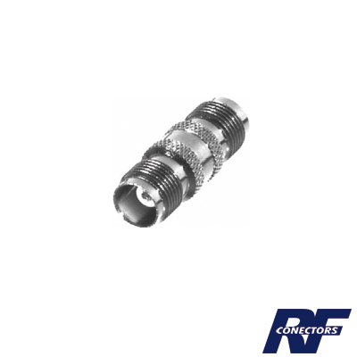 [RFT-1225] Adaptador Barril en Línea de Conector TNC Hembra a TNC Hembra, Níquel/ Oro/  Teflón.