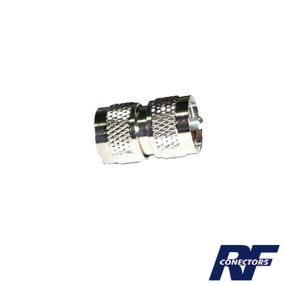 [RFU-538] Adaptador Barril en Línea, de Conector UHF Macho (PL-259) a UHF Macho (PL-259), Níquel/ Plata/ Teflón.