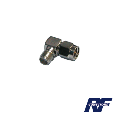 [RSA-3402] Adaptador en Ángulo Recto, de Conector SMA Macho a SMA Hembra Níquel/ Oro/ Teflón.