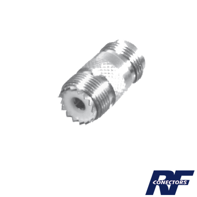[RFN-1034-1] Adaptador en Línea de Conector N Hembra a UHF Hembra (SO-239), Plata/ Oro/ Teflón.