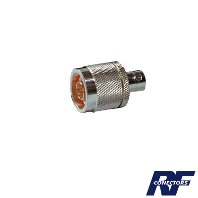[RFN-1037-1] Adaptador en Línea de Conector N Macho a BNC Hembra, Plata/ Oro/ Teflón.