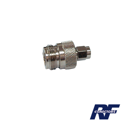 [RSA-3452] Adaptador en Linea de Conector SMA Macho a N Hembra, Niquel/ Oro/ Teflón.