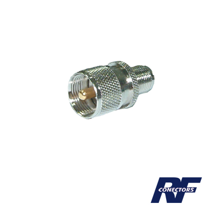 [RFT-1236] Adaptador en Línea de Conector TNC Hembra a UHF Macho (PL-259), Níquel/ Oro/ Teflón.