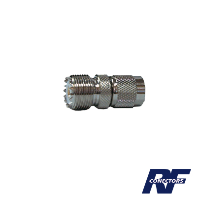 [RFT-1235] Adaptador en Línea de Conector TNC Macho a Conector UHF Hembra (SO-239), Níquel/ Oro/ Teflón.