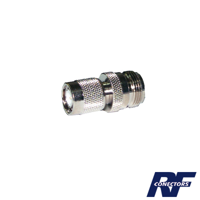 [RFT-1234] Adaptador en Línea de Conector TNC Macho a N Hembra, Níquel/ Oro/ Teflón.